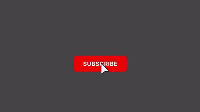 2 Rectangular Subscribe Buttons - Red and Black - Mouse Pointer Click - Alpha Channel 4K. Features click interaction with text changing to SUBSCRIBED and animated bell notification. 