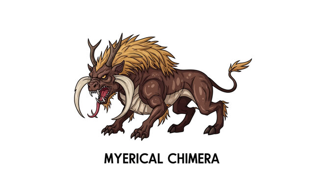 Mythical creature with lion and boar features.