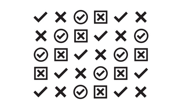 Black checkmark and cross symbols