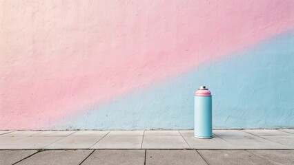 Naklejka premium Colorful pastel spray paint can against a softly fading background in an urban setting