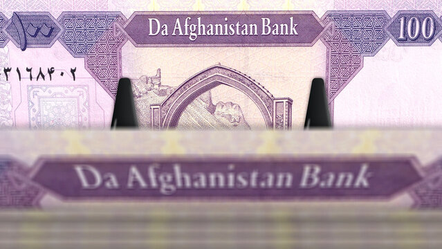 Afghanistan 100 Afghani money banknotes pack 3d illustration