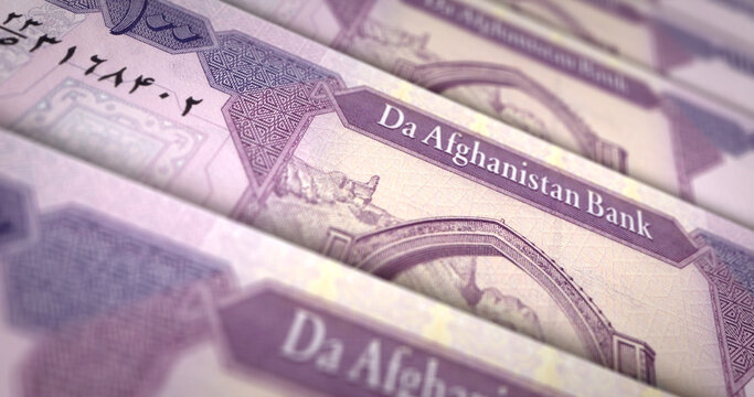 Afghanistan 100 Afghani money banknotes rolls 3d illustration