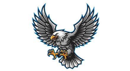Fototapeta premium Gray Eagle, Winged Illustration, Bird of Prey, Wildlife Graphic
