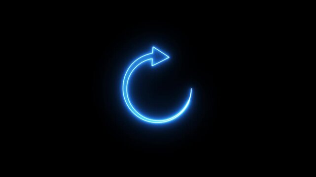 Motion graphic animation of neon arrow is turning around.Motion graphic animation of neon arrow is turning around. Refresh button,