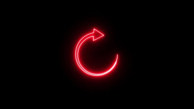 Motion graphic animation of neon arrow is turning around.Motion graphic animation of neon arrow is turning around. Refresh button,