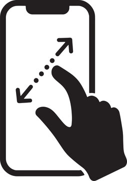 Mobile pinch zoom gesture icon with expand arrows touchscreen interaction vector