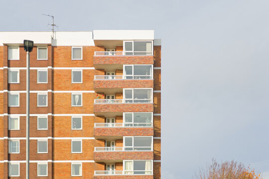 A traditional mid 20th century block of flats in the UK