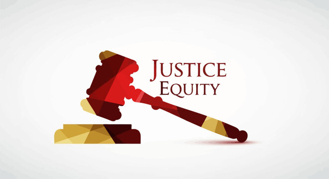 Justice and equity concept with gavel and blocks