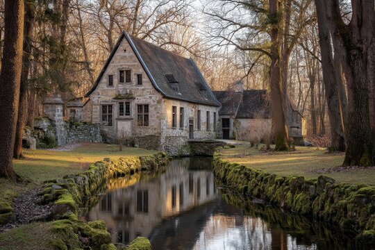 Exterior View of a Stone-and-Timber Hunting Lodge in Saxony