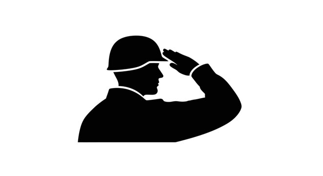 Soldier in salute position profile.