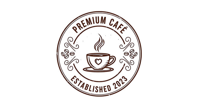 Vintage cafe logo with steaming coffee cup cafe culture coffee shop restaurant beverage establishment established circular caffeine espresso cappuccino traditional hospitality refreshment