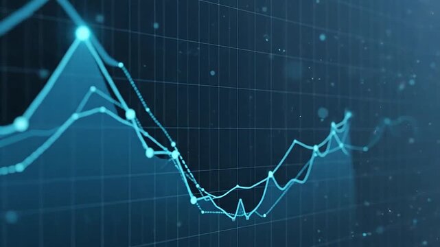 Digital graph displaying financial data trends with upward and downward movements
