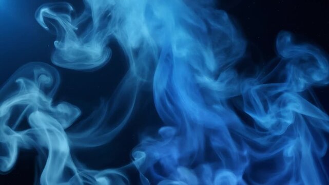 Blue smoke swirling on dark background