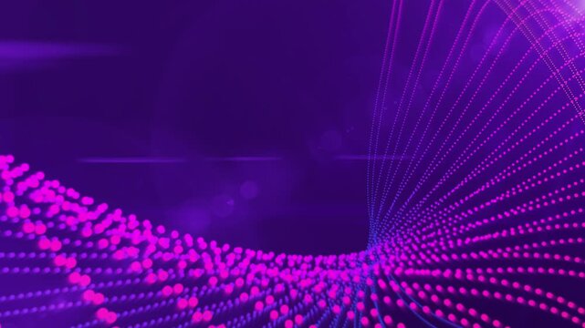 Purple Abstract Technology Wave with Neon Dots and Depth Effect animation 4k.