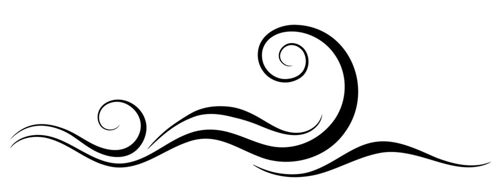 Wave ornament with abstract lines. Graceful decorative element for decor card design