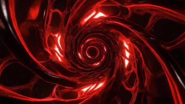 Red spiral design swirls inward creating a mesmerizing abstract pattern