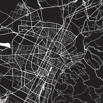 Turin Italy Vector Map, Detailed City Street Map Black and White Minimalist Line Art