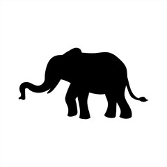Fototapeta premium Elephant silhouette, Vector silhouette of elephant on White Background, Black Isolated Elephant on White Background