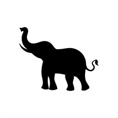 Obraz premium Elephant silhouette, Vector silhouette of elephant on White Background, Black Isolated Elephant on White Background
