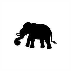 Fototapeta premium Elephant silhouette, Vector silhouette of elephant on White Background, Black Isolated Elephant on White Background