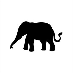 Obraz premium Elephant silhouette, Vector silhouette of elephant on White Background, Black Isolated Elephant on White Background