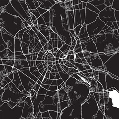 Obraz premium Cologne Germany Vector Map, Detailed City Street Map Black and White Minimalist Line Art