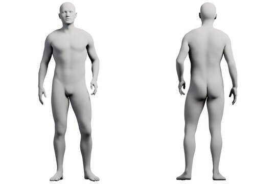 Male figure model in studio grid