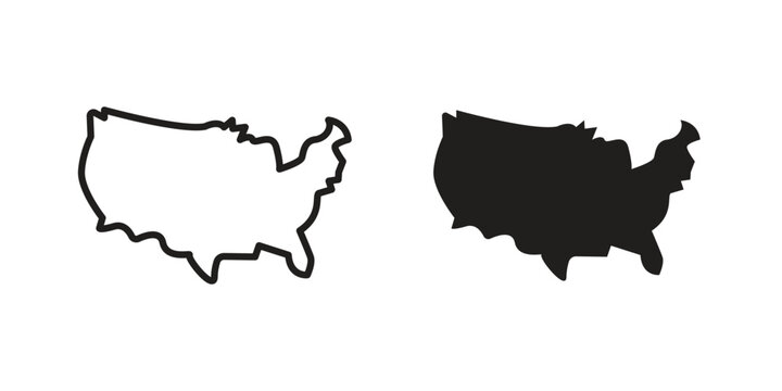 America map icon design pack in white and black color