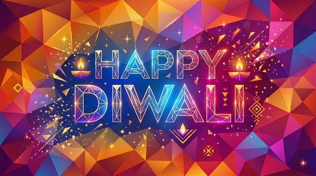 Vibrant Diwali Festival Celebration with colorful geometric background and festive lights