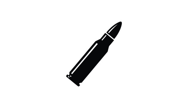 Black silhouette of a bullet on white background ammunition