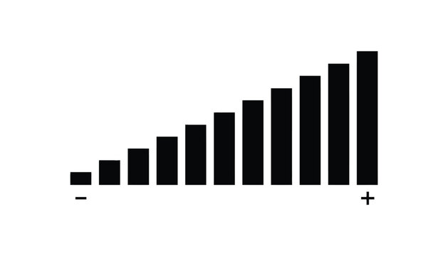 Black bar graph showing increasing volume or level