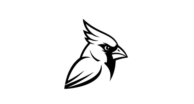 Elegant cardinal head illustration a minimalist black and white design for nature enthusiasts