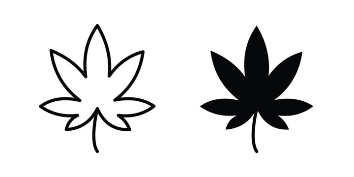Cannabis icon design pack in white and black color