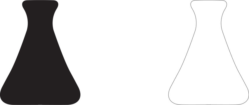Erlenmeyer flask, symbol of science, laboratory research, chemistry and pharmacy, vector icon in two styles: glyph and outline.