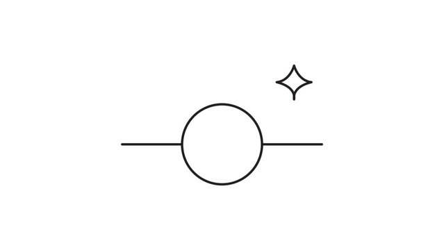 Git Commit Node Minimalist Editable Stroke Vector Icon. Clean black line illustration of a version control point with a sparkle, ideal for software development, coding, and modern UI design apps.