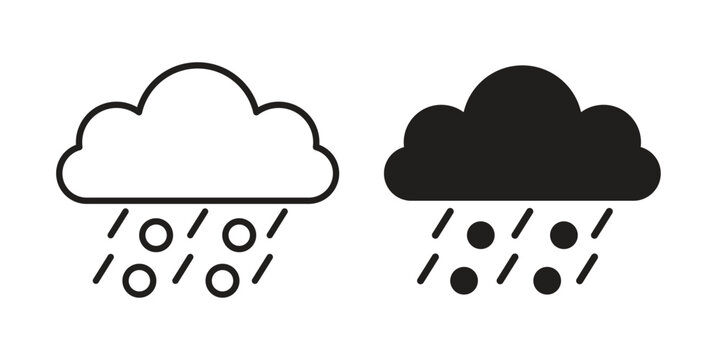 Cloud hail icon design pack in white and black color
