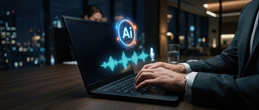 Ai voice recognition implementation for business success in modern offices digital workspace technology insights professional environment dynamic perspective