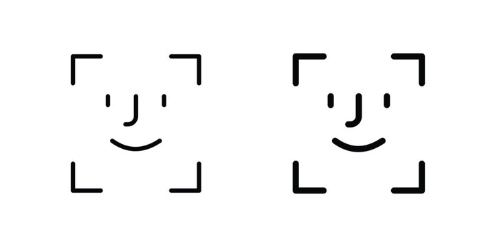 Face id icon design pack in white and black color