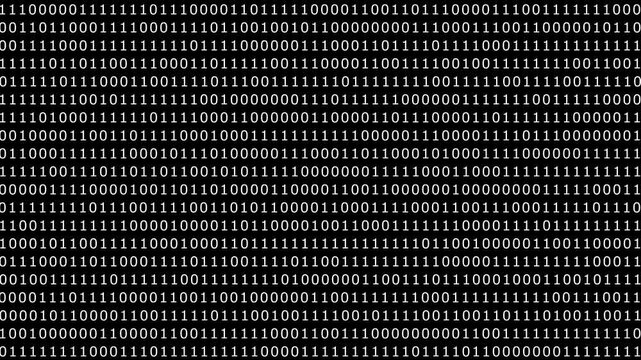 Digital binary code background: streaming data flow, cyber security, programming, and technology concept animation