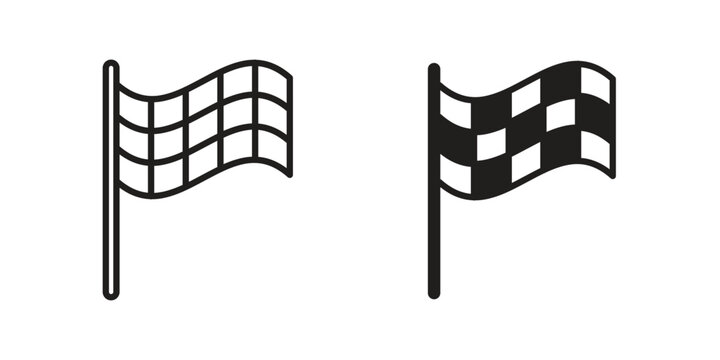 Flag checkered icon design pack in white and black color