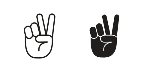 Obraz premium Hand peace icon design pack in white and black color