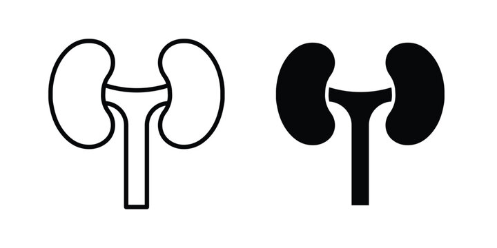 Kidneys icon design pack in white and black color