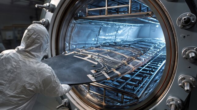 An aerospace composite part autoclave curing process.
