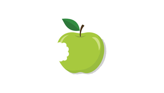 Green apple with bite taken out bitten apple fruit