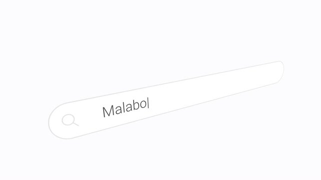 Typing Malabo Inside The Search Engine Bar. Close-up Shot