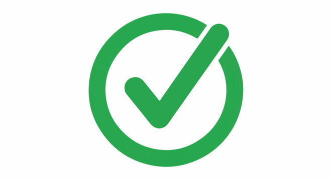 A green checkmark within a green circle, signifying completion or approval