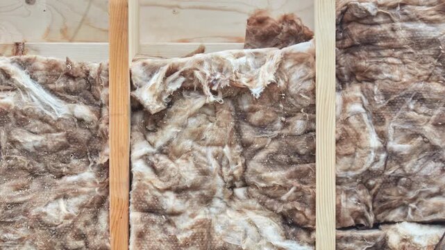 Vertical pan of insulation of a Dutch wall with natural sheep wool