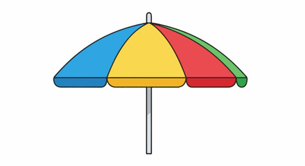 Obraz premium A colorful beach umbrella with sections of blue, yellow, red, and green