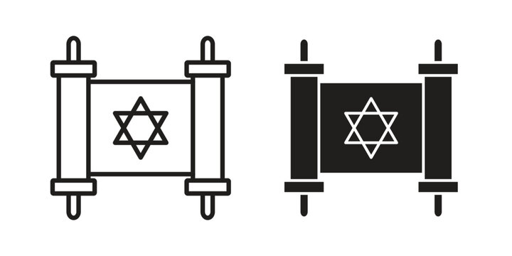 Scroll Torah icon design pack in white and black color