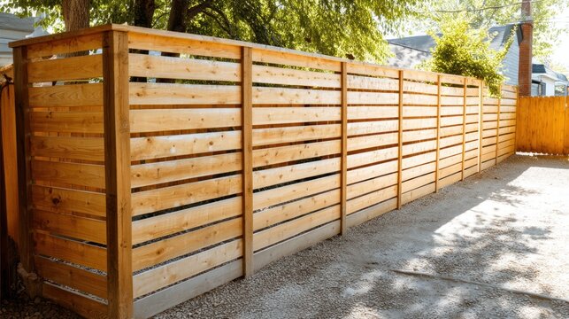 Wooden fence in a backyard